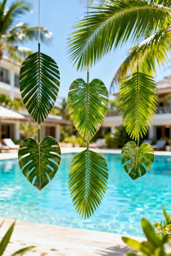 coastal decor with palm leaves