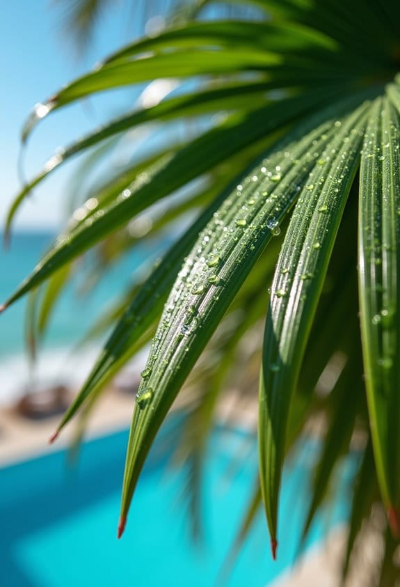 deep watering tropical palms