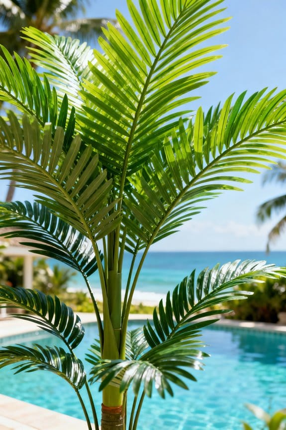 faux areca palm trees