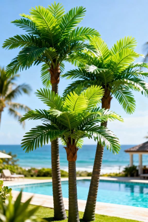 garden fake palm trees