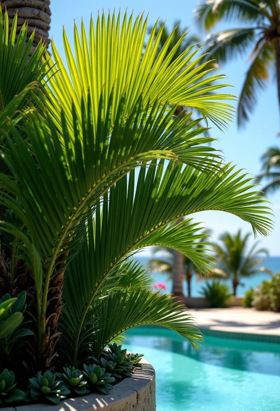 layered canopies near pools
