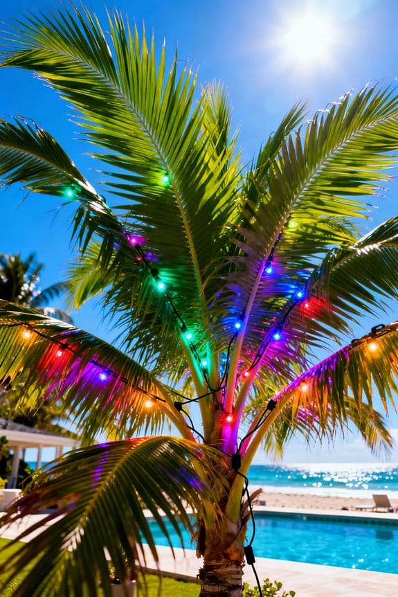 multicolor palm tree lights