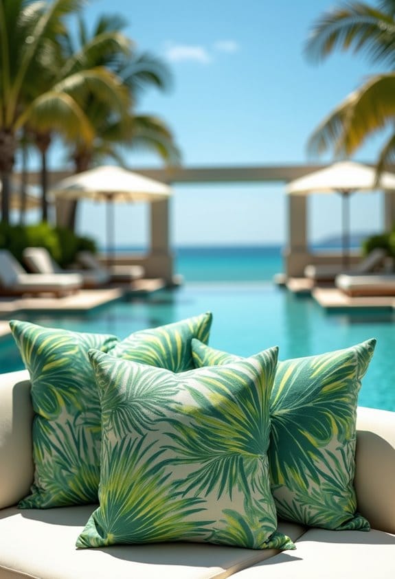 palm tree balcony pillows