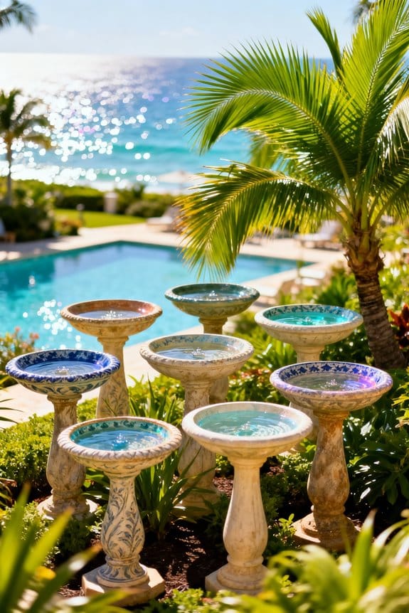 palm tree bird baths