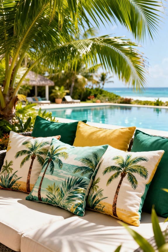 palm tree patio pillows