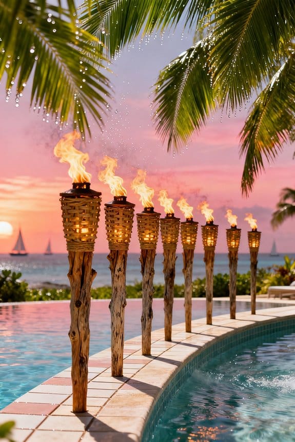 palm tree tiki torches