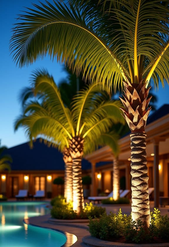 showcasing palms with lighting