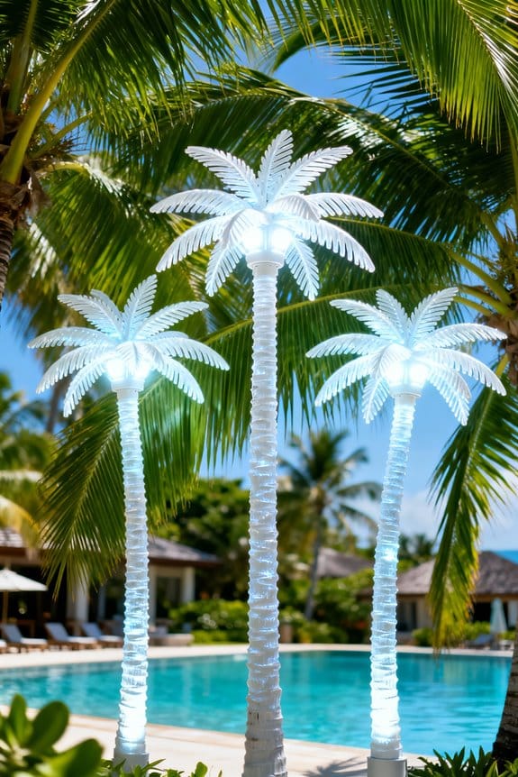 stylish outdoor palm lighting