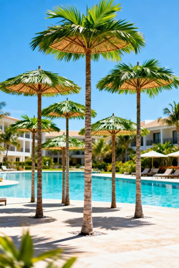stylish outdoor palm umbrellas