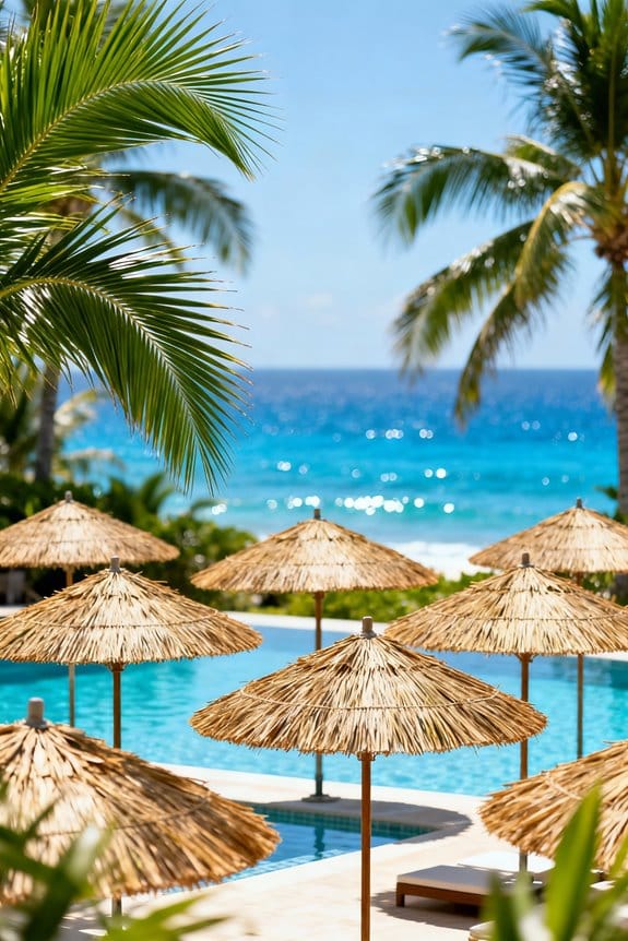 stylish palm leaf umbrellas