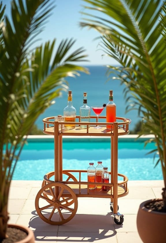stylish palm tree bar carts