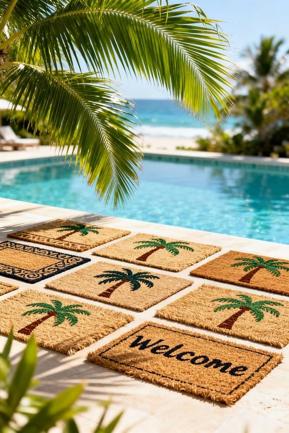 stylish palm tree mats
