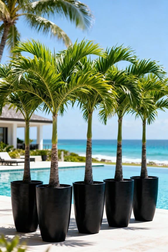 top black palm planters