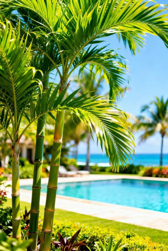 tropical garden bamboo palms