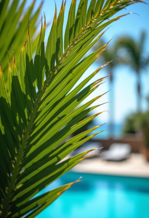 tropical indoor outdoor palm decor