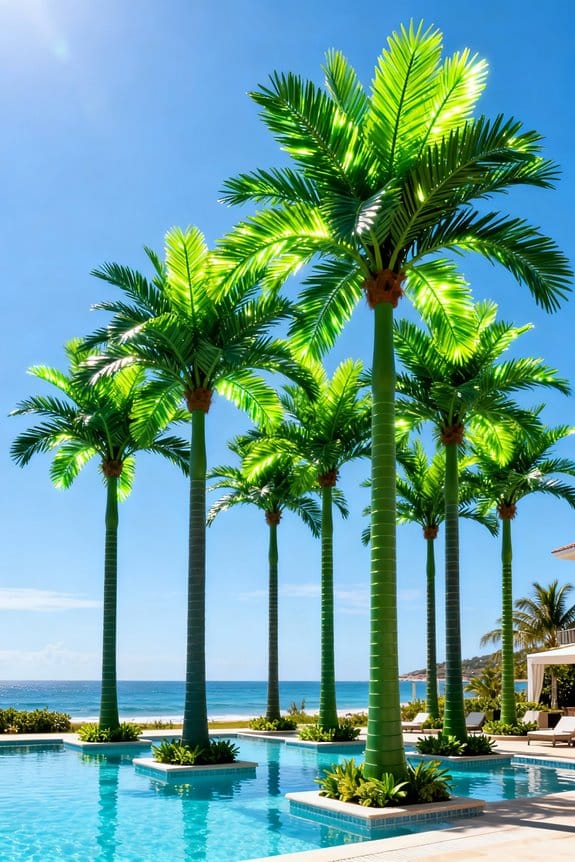tropical outdoor artificial palms