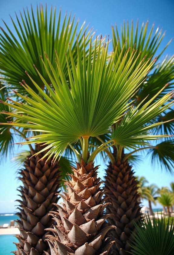 tropical palms enhance poolside