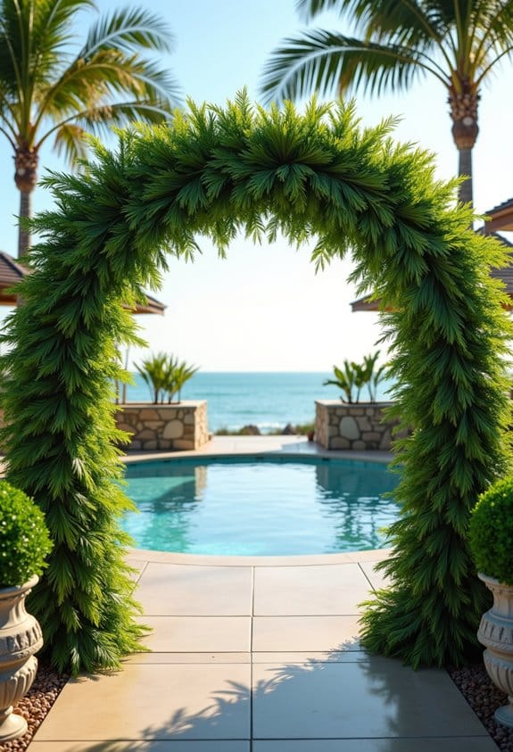 tropical wedding backdrop arches
