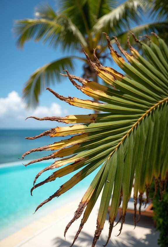 uv damage on palm fronds