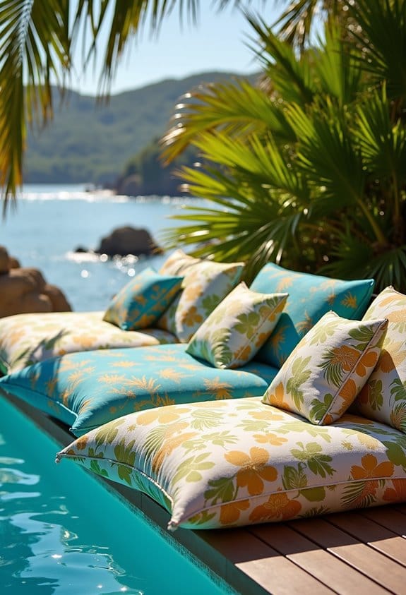 vibrant palm tree cushions