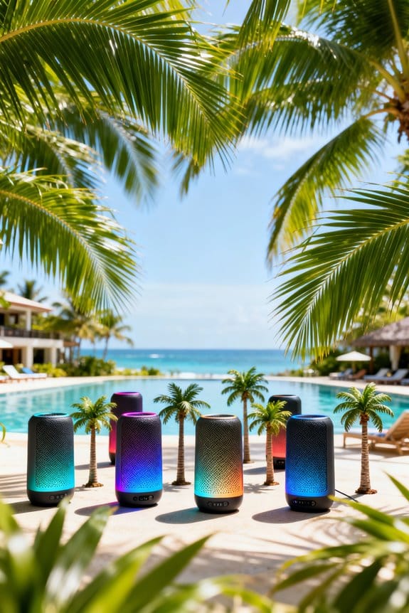 vibrant palm tree speakers