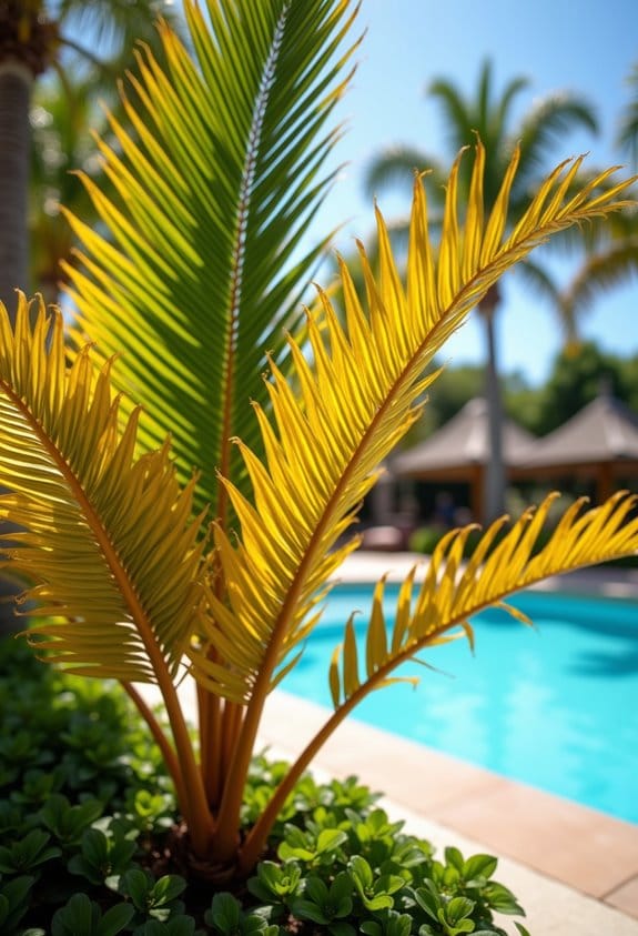yellowing palm tree leaves